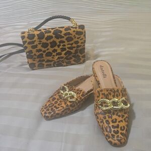 Leopard Print Bag and Shoes Set